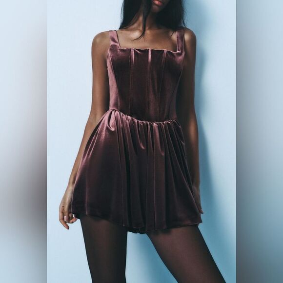 NWT NEW ZARA  mauve GATHERED CORSETRY-INSPIRED DRESS corset rushed m… - Picture 14 of 16